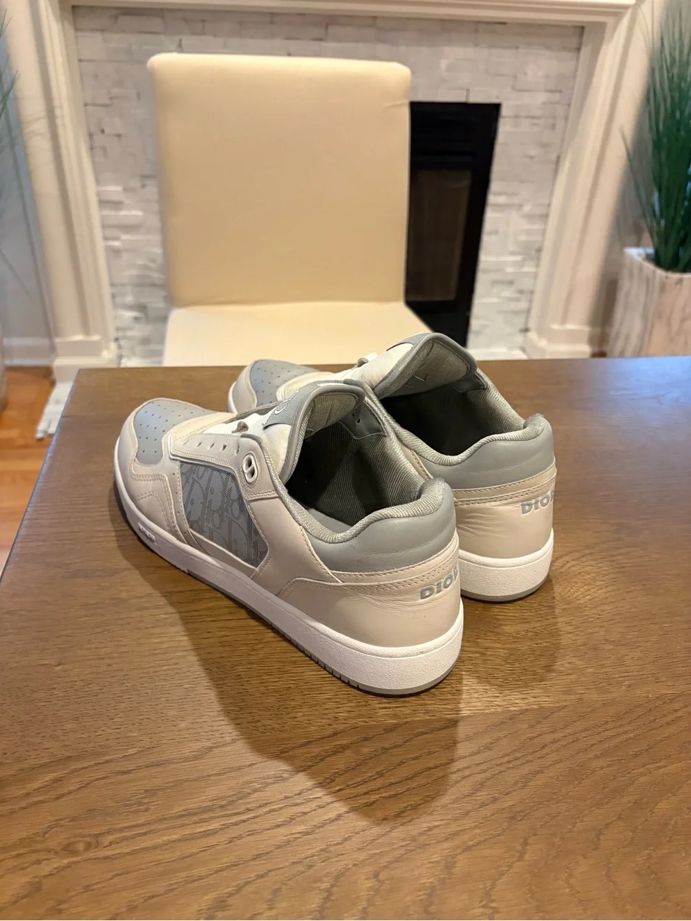 Dior Men's Low-Top Sneakers in White and Light Gray